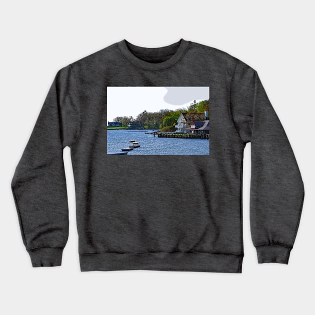 Fishing Harbor Entry Crewneck Sweatshirt by KirtTisdale